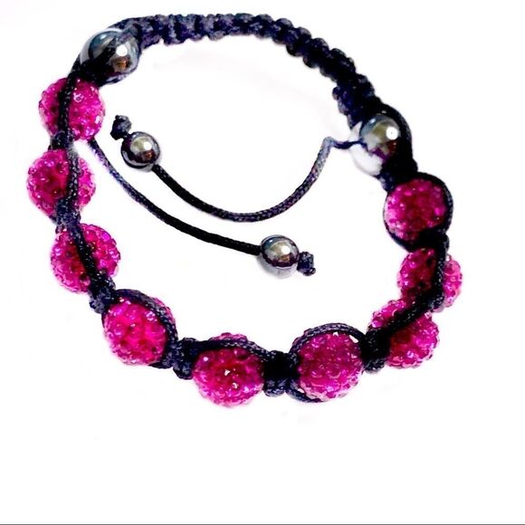 Jewelry - Hot Pink sparkling crystal bead bracelet 9 beads
